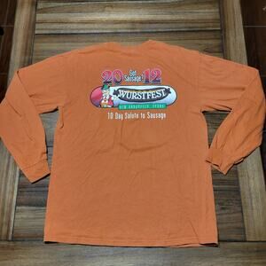 2012 Wurstfest New Braunfels, Tx LS Brown Unisex Tee (Gildan) - Size Medium